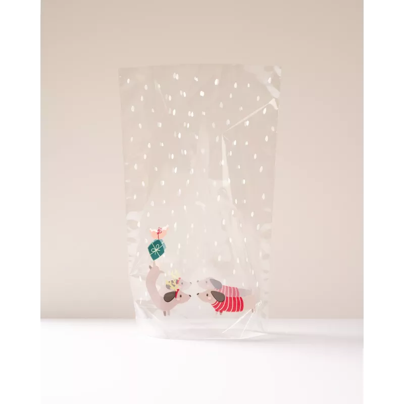 folia PP block bottom bag MERRY WOOFMAS 14.5 x 23.5 cm