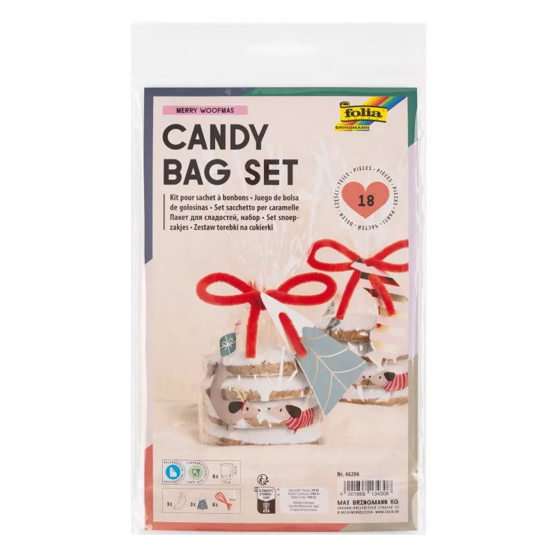 folia PP block bottom bag MERRY WOOFMAS 14.5 x 23.5 cm