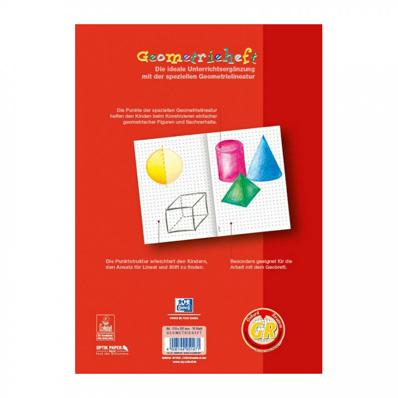 OXFORD geometry exercise books dot grid A4 16 sheets