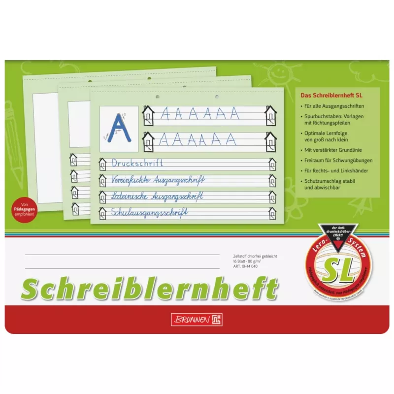 BRUNNEN writing practice exercise book DIN A4 landscape 16 sheets