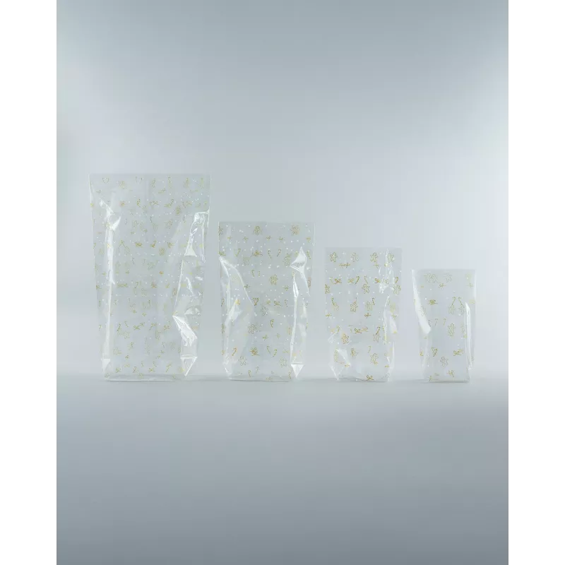folia cellophane bag 9.5 x 16.0 cm transparent with gold print