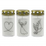 Candela Grave candle with cap 5.6x11.5cm, burning time ~40h, white with mix print