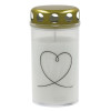 Candela Grave candle with cap 5.6x11.5cm, burning time ~40h, white with mix print