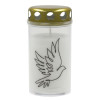 Candela Grave candle with cap 5.6x11.5cm, burning time ~40h, white with mix print