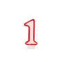 Papstar Number Candle “1”, 7.3 cm, White/Red