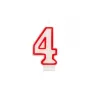 Papstar Number Candle “4”, 7.3 cm, White/Red
