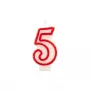 Papstar Number Candle “5”, 7.3 cm, White/Red