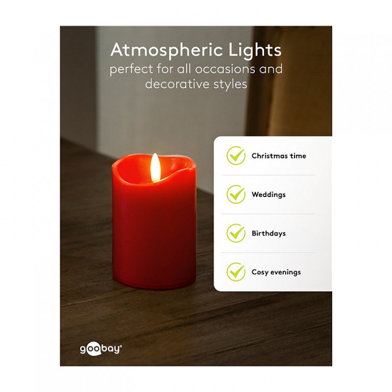 Goobay LED Wax Candles, 10 cm, Red