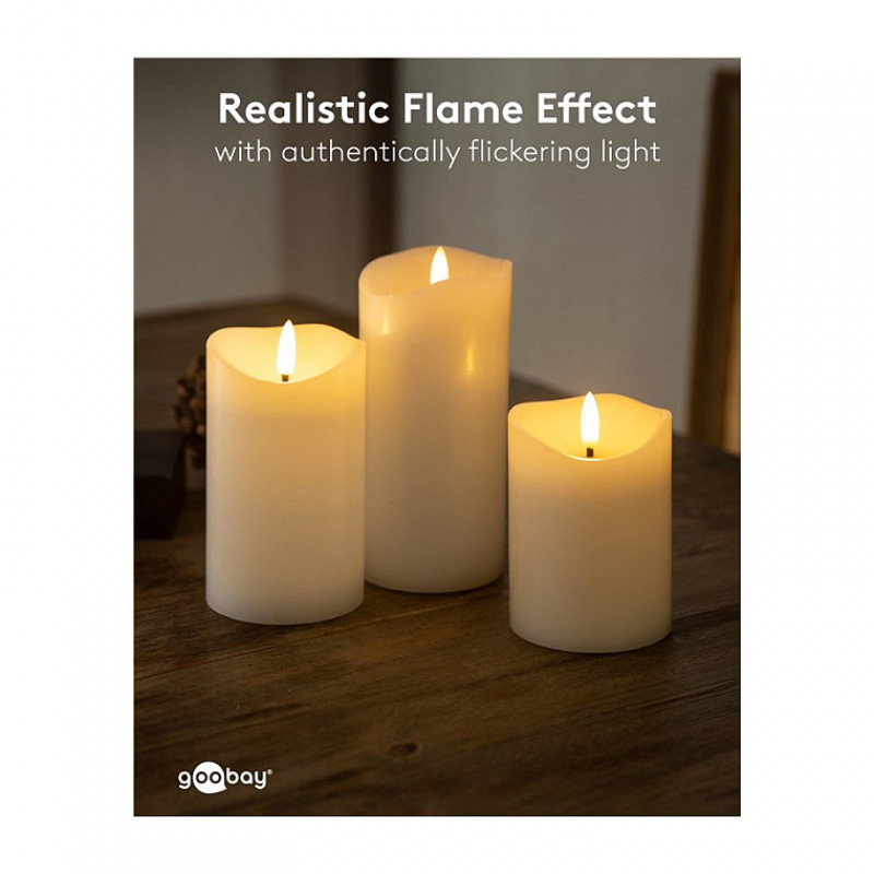 Goobay LED Real Wax Candles, White