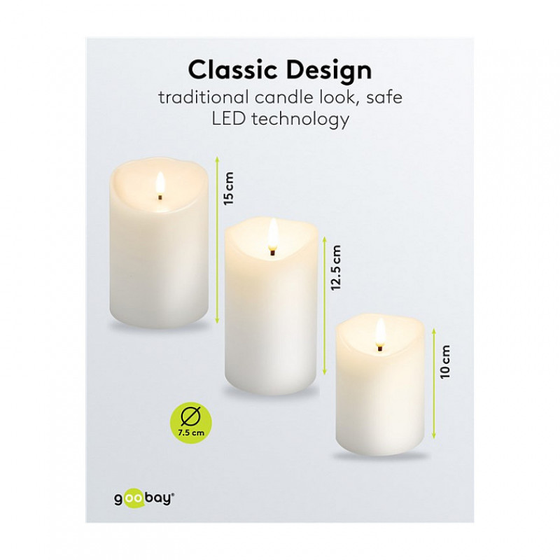 Goobay LED Real Wax Candles, White
