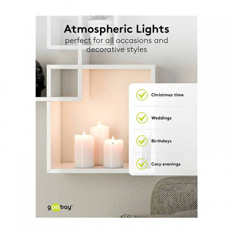 Goobay LED Real Wax Candles, White