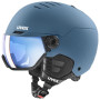 UVEX Wanted Visor Ski Helmet, Stone/Blue, 58-61