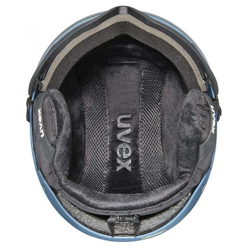 UVEX Wanted Visor Ski Helmet, Stone/Blue, 58-61