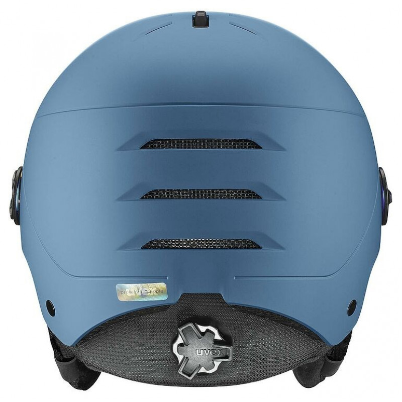 UVEX Wanted Visor Ski Helmet, Stone/Blue, 58-61