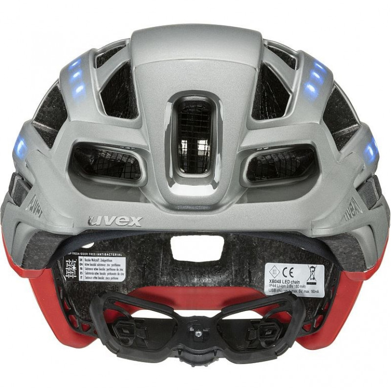 UVEX Finale Light 2.0 Bicycle Helmet, Grey/Red, 52-57