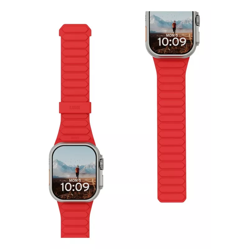 Urban Armor Gear UAG Pathfinder - silicone two-sided magnetic band for Apple Watch series 4-6 & SE 1-3, 44mm / series 7-9, 45mm / series 10-11, 46mm / Ultra 1-3, 49mm (ash/lava)