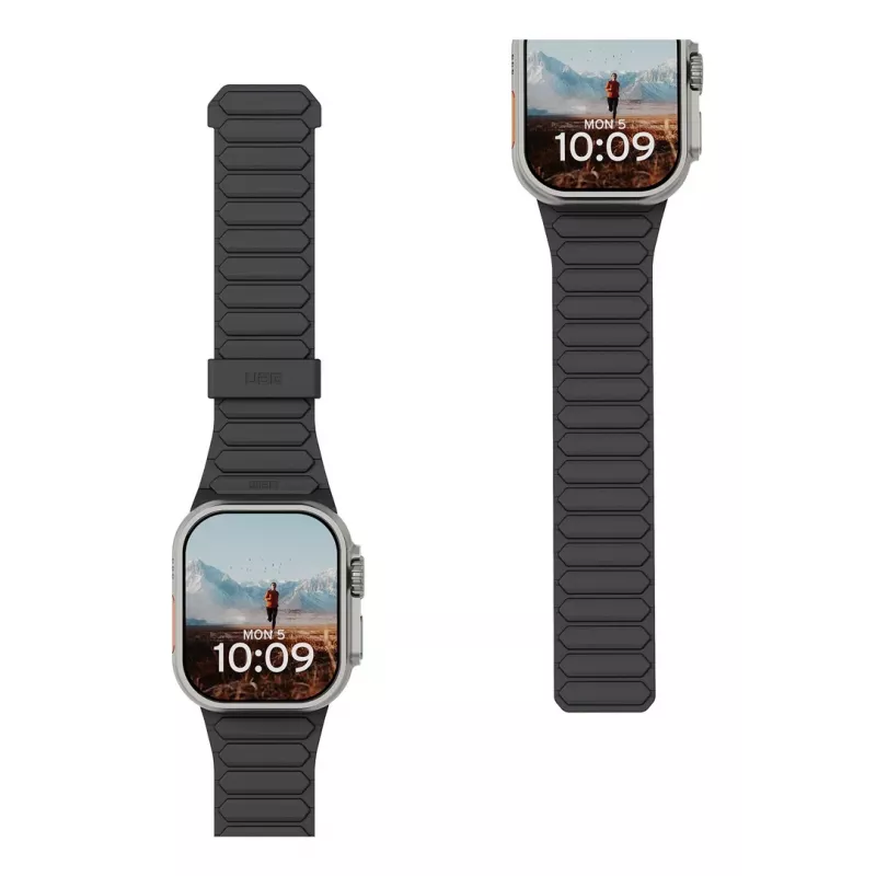 Urban Armor Gear UAG Pathfinder - silicone two-sided magnetic band for Apple Watch series 4-6 & SE 1-3, 44mm / series 7-9, 45mm / series 10-11, 46mm / Ultra 1-3, 49mm (ash/lava)