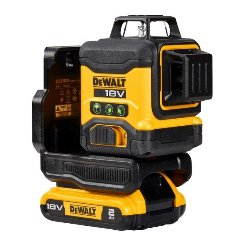 DeWalt DCLE34031D1-QW 3x360° Cross Line Laser Level, Green, 40 m, 18 V, 2 Ah Battery, TSTAK Case