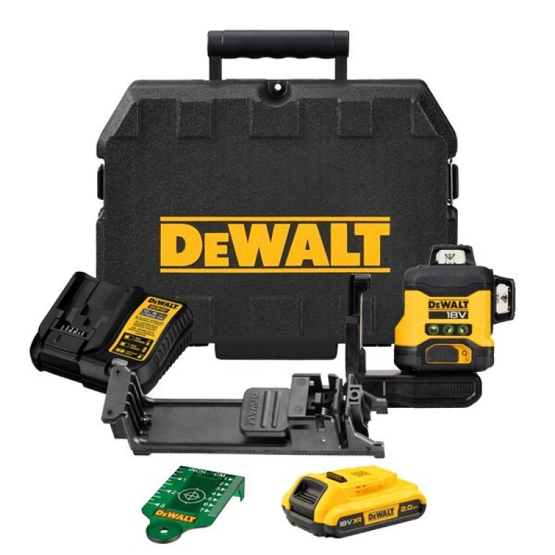 DeWalt DCLE34031D1-QW 3x360° Cross Line Laser Level, Green, 40 m, 18 V, 2 Ah Battery, TSTAK Case