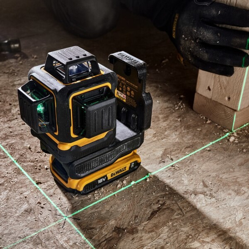 DeWalt DCLE34031D1-QW 3x360° Cross Line Laser Level, Green, 40 m, 18 V, 2 Ah Battery, TSTAK Case
