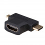 Akyga AK-AD-23 HDMI (F) to Mini HDMI (M) / Micro HDMI (M) Adapter, Black