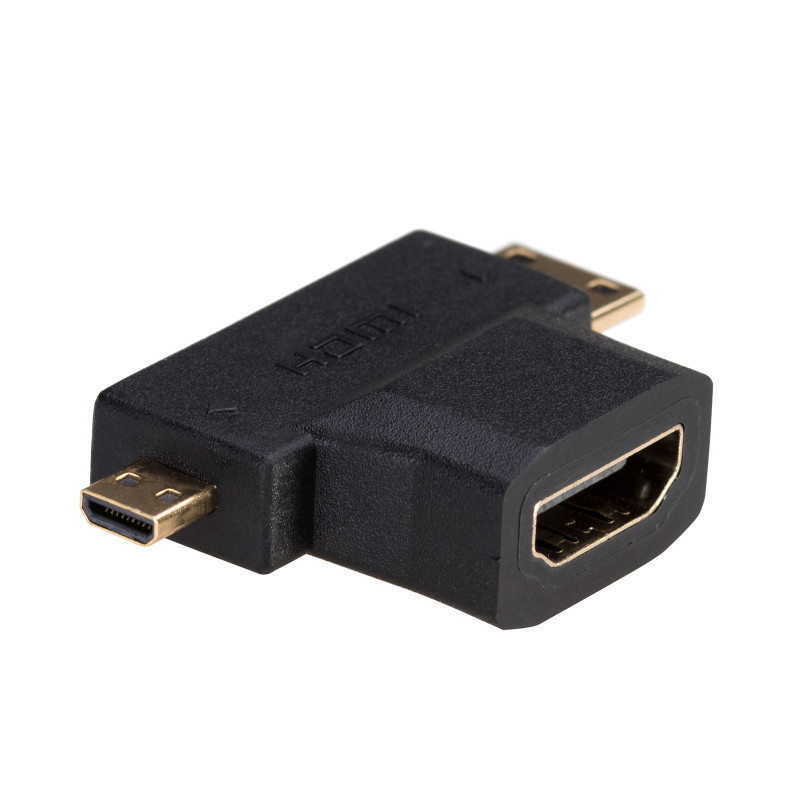 Akyga AK-AD-23 HDMI (F) to Mini HDMI (M) / Micro HDMI (M) Adapter, Black