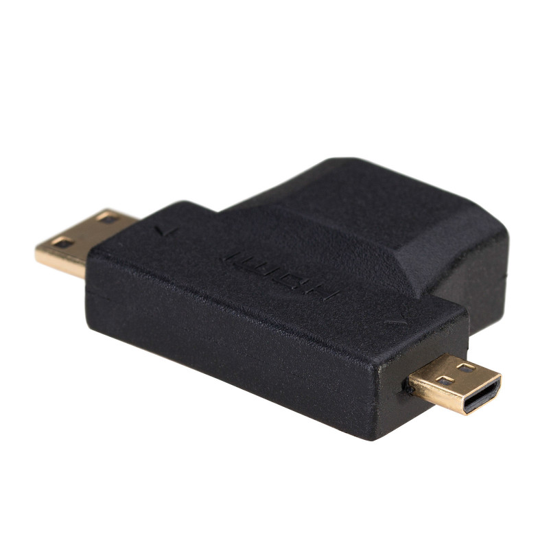 Akyga AK-AD-23 HDMI (F) to Mini HDMI (M) / Micro HDMI (M) Adapter, Black