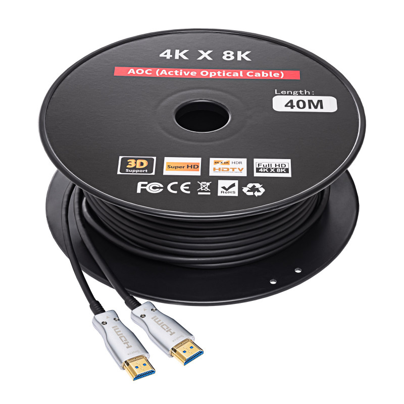 Akyga AK-HD-400L HDMI 2.1 Active Optical Cable (AOC), 48 Gbps, 8K@60Hz, 4K@120Hz, 40 m, Black