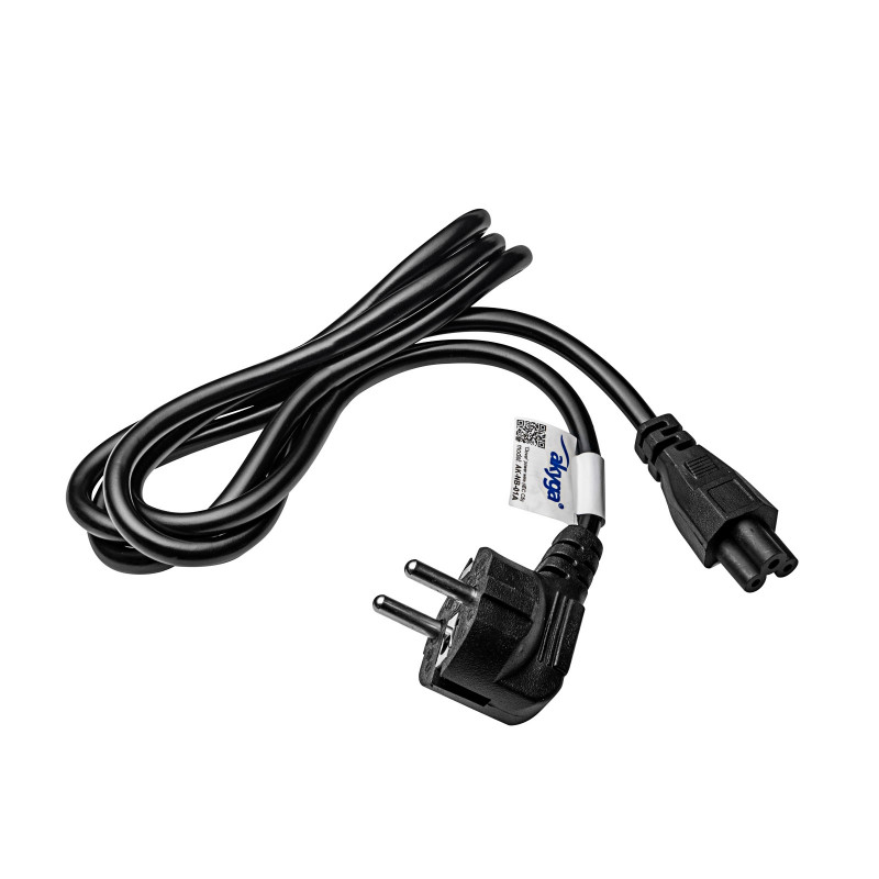 Akyga AK-NB-01A Notebook Power Cord CEE 7/7 to IEC C5 (Cloverleaf), 3x 0.5 mm², 1.5 m, Black