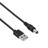 Akyga AK-DC-01 USB-A Male to DC 5.5 x 2.1 mm Male Power Cable, 0.8 m, Black