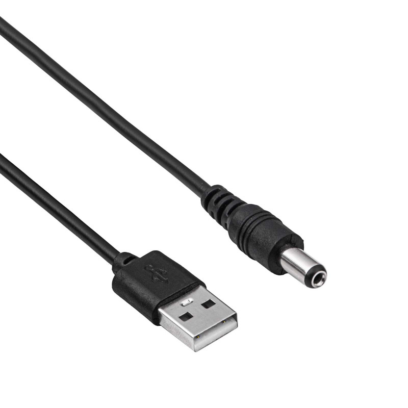 Akyga AK-DC-01 USB-A Male to DC 5.5 x 2.1 mm Male Power Cable, 0.8 m, Black
