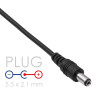 Akyga AK-DC-01 USB-A Male to DC 5.5 x 2.1 mm Male Power Cable, 0.8 m, Black