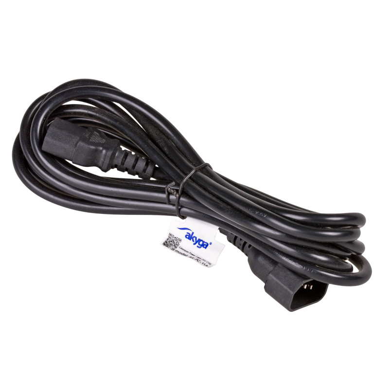 Akyga AK-PC-11A Power Extension Cable IEC C14 to IEC C13, CCA 3x0.5 mm², 5 m, Black