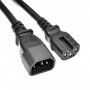 Akyga AK-UP-05 Server Power Extension Cable IEC C14 to IEC C15, Copper 3x1 mm², 1 m, Black