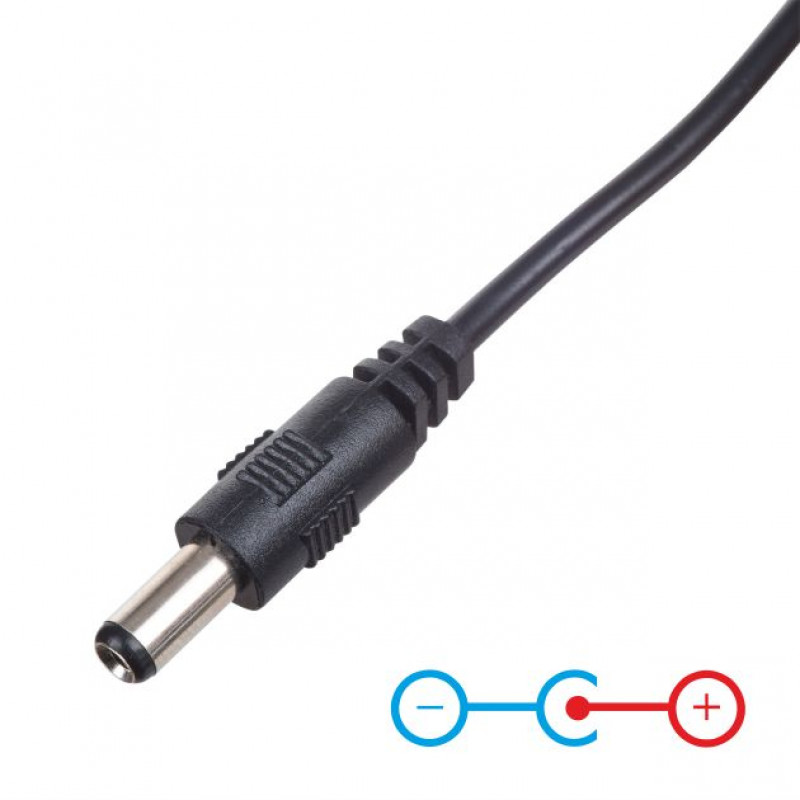 Akyga AK-DC-04 USB-A Male to DC 5.5 x 2.5 mm Male Power Cable, 0.8 m, Black