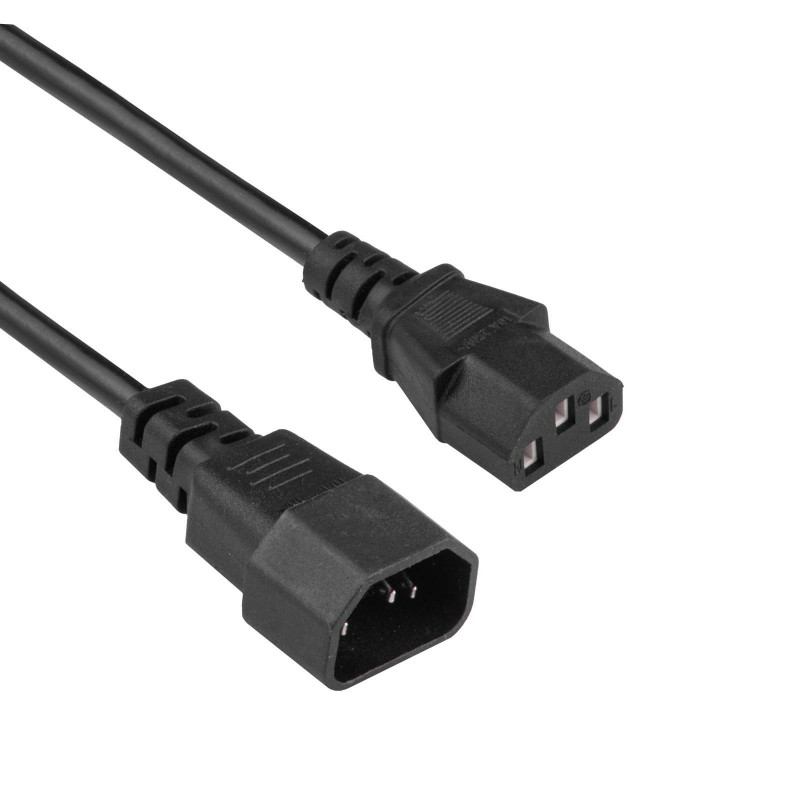 Akyga AK-PC-14A IEC C14 to IEC C13 Power Extension Cable, 3x 0.5 mm², 0.5 m, Black