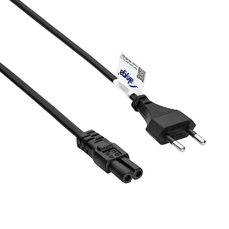 Akyga AK-RD-02C Power Cord Europlug (CEE 7/16) to IEC C7, 2x 0.5 mm² Copper, 3 m, Black
