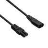Akyga AK-RD-08A IEC C8 to IEC C7 Power Extension Cable, 2x 0.5 mm², 1.5 m, Black