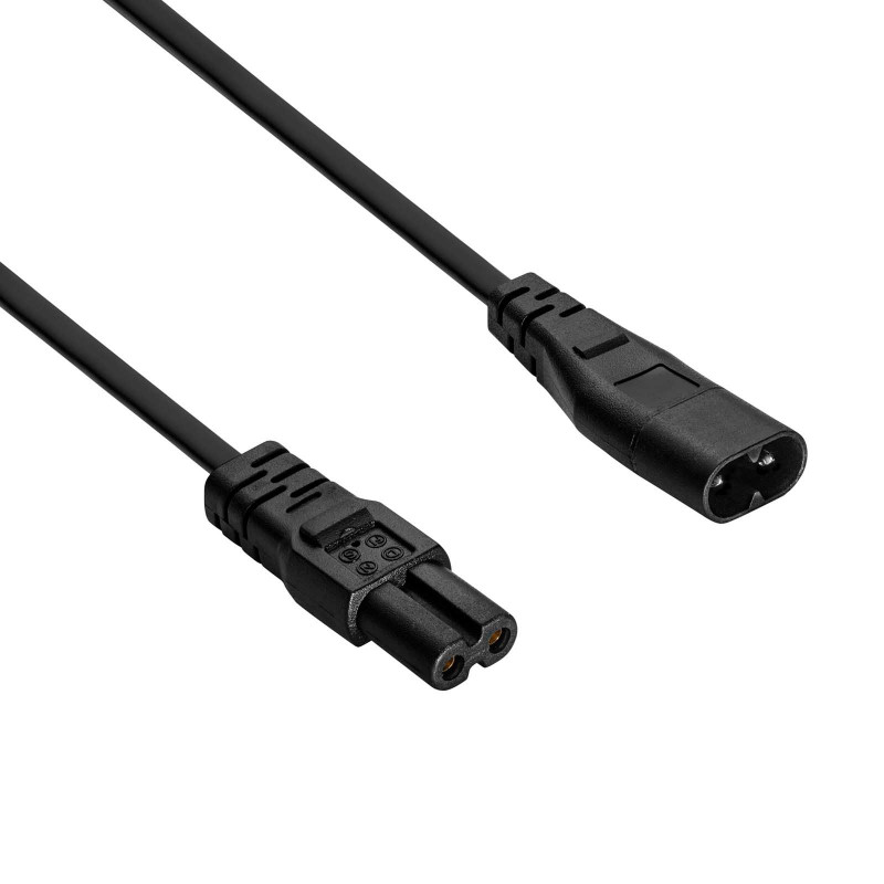 Akyga AK-RD-08A IEC C8 to IEC C7 Power Extension Cable, 2x 0.5 mm², 1.5 m, Black