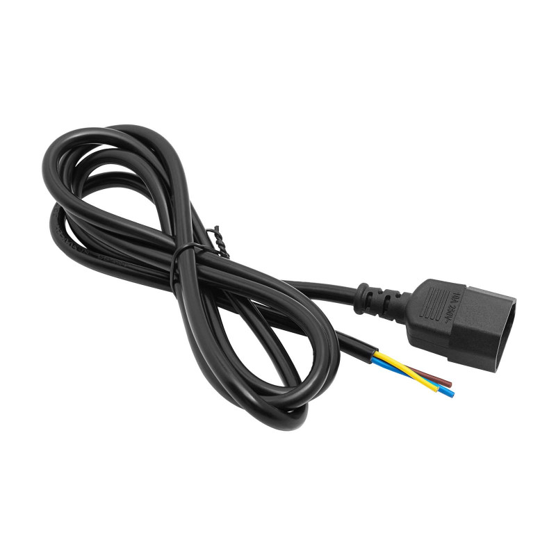 Akyga AK-OT-09C IEC C14 Power Cable with Open End, 3x 1 mm² Copper, 1.8 m, Black