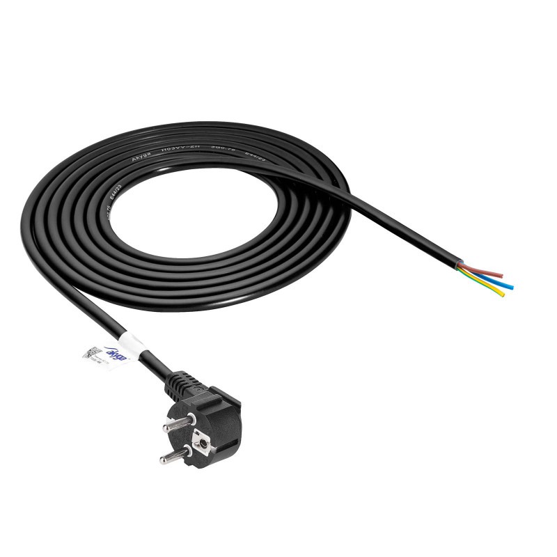Akyga AK-OT-01S CEE 7/7 Power Cable with Open End, 3x 1.5 mm² Copper, 1.5 m, Black