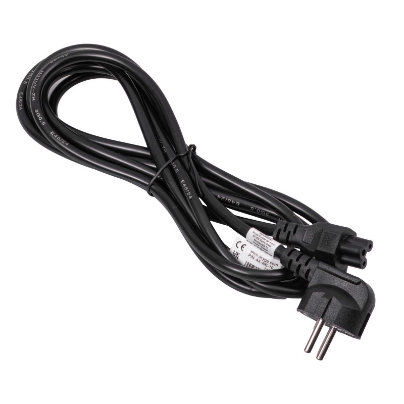 Akyga AK-NB-10C Notebook Power Cord CEE 7/7 to IEC C5, 3x 0.75 mm² Copper, 3 m, Black