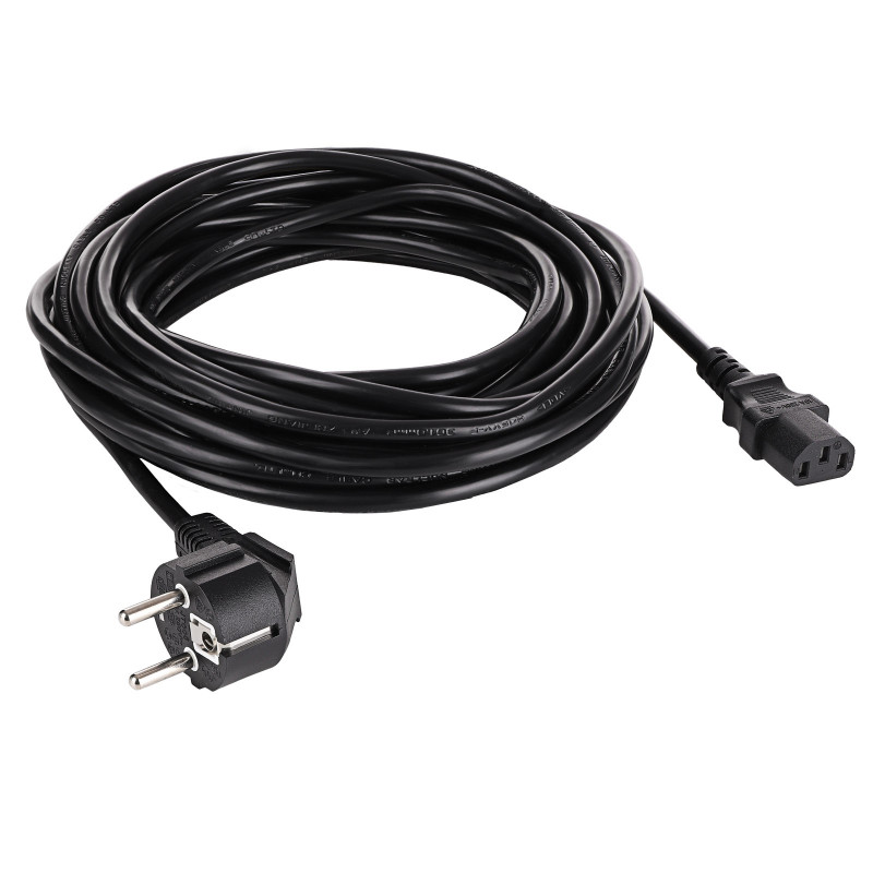 Akyga AK-PC-06S Power Cable CEE 7/7 (Schuko) to IEC C13, Copper 3 x 1.5 mm², 3 m, Black