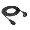 Akyga AK-UP-01S Server Power Cable CEE 7/7 (Schuko) to IEC C19, Copper 3 x 1.5 mm², 16 A, 1.8 m, Black
