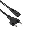 Akyga AK-RD-02A Power Cable CEE 7/16 (Europlug) to IEC C7 (Figure-8), CCA 2 x 0.5 mm², 3 m, Black