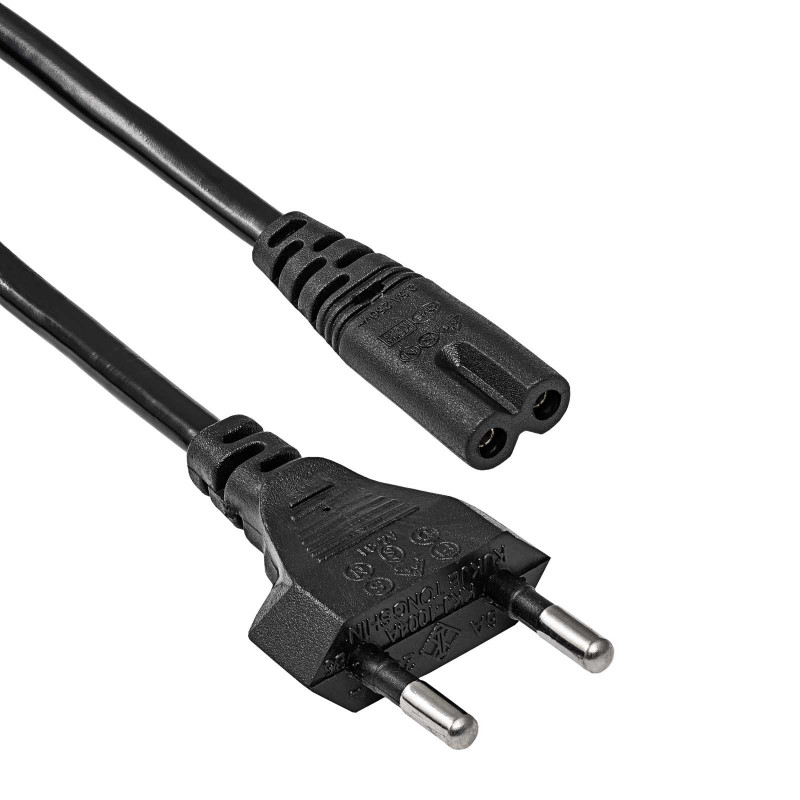 Akyga AK-RD-02A Power Cable CEE 7/16 (Europlug) to IEC C7 (Figure-8), CCA 2 x 0.5 mm², 3 m, Black