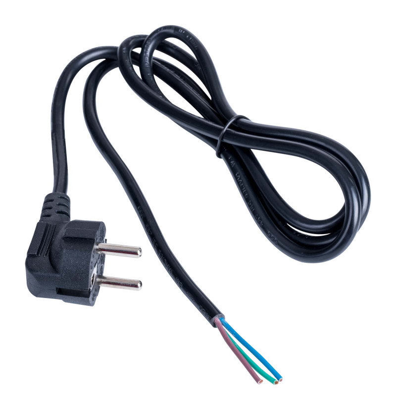 Akyga AK-OT-01C Open-End Power Cable CEE 7/7 (Schuko), Copper 3 x 0.75 mm², 1.5 m, Black