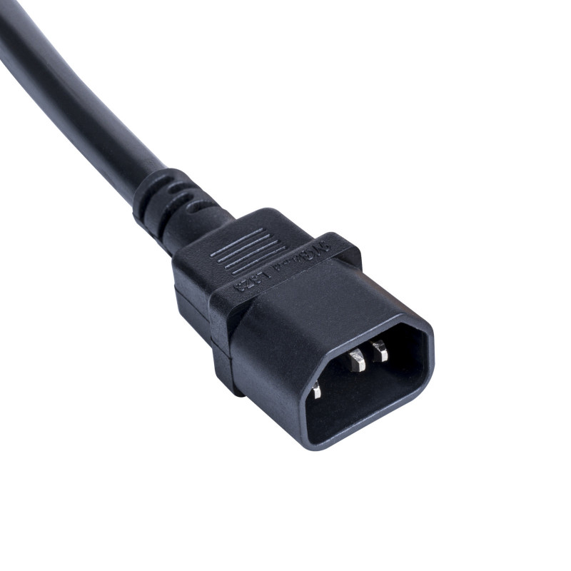 Akyga AK-PC-13A Power Adapter Cable IEC C14 to CEE 7/3 (Schuko) Socket, Copper 3 x 0.75 mm², 1 m, Black
