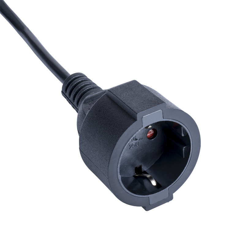Akyga AK-PC-13A Power Adapter Cable IEC C14 to CEE 7/3 (Schuko) Socket, Copper 3 x 0.75 mm², 1 m, Black