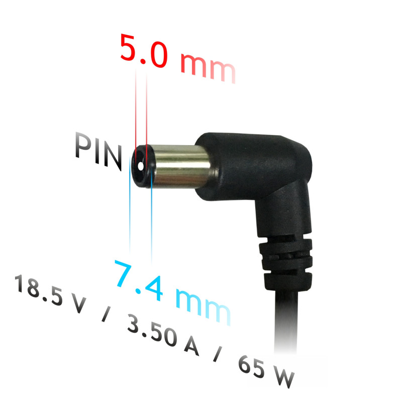 Akyga AK-ND-03 Laptop Power Adapter 18.5 V / 3.5 A, 65 W, 7.4 x 5.0 mm + Pin, 1.2 m, for HP